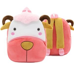 Pink plush cow backpack for kids