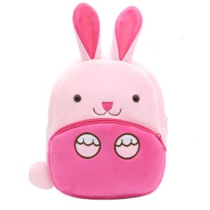 Pink bunny plush backpack with floppy ears