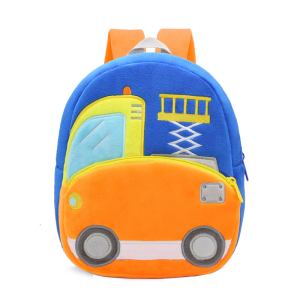 Children’s plush backpack with construction truck design