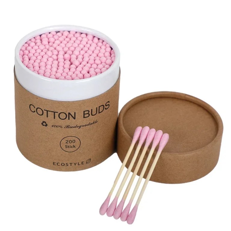 200Pcs Bamboo Cotton Swab Wood Sticks Soft Cotton Buds Cleaning of Ears Tampons Health Beauty Disposable Colored Cotton Swabs 3