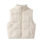 Women's Beige Sleeveless Vest Jacket Knitted Solid Outwear Waistcoat Streetwear Fashion 2026 Inszart Coat