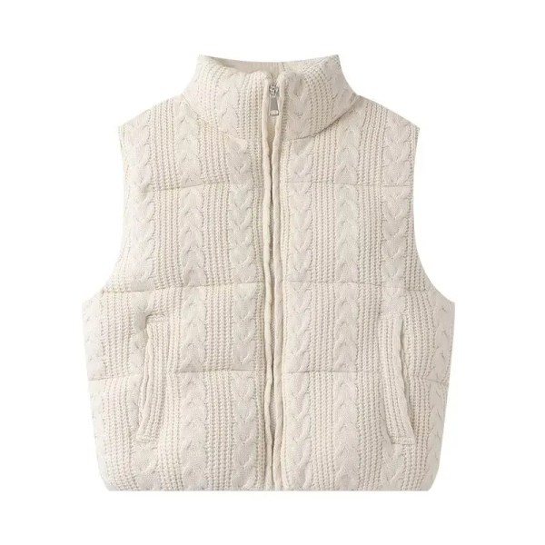 women's beige sleeveless vest jacket knitted solid outwear waistcoat streetwear fashion 2026 inszart coat Women's Beige Sleeveless Vest Jacket Knitted Solid Outwear Waistcoat Streetwear Fashion 2026 Inszart Coat