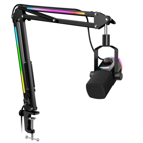 fifine am8prot gaming microphone kit with boom arm, dynamic xlr/usb streaming mic with rgb light & tap to mute & mix control FIFINE AM8PROT Gaming Microphone Kit with Boom Arm, Dynamic XLR/USB Streaming Mic with RGB Light & Tap-to-Mute & Mix Control