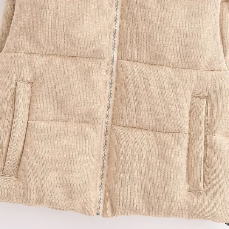 Women's Vest Parkas Jackets Coat Khaki Outwear Streetwear Fashion Elegant Sleeveless Tops Solid With Zipper Waistcoat Woman Coat 3