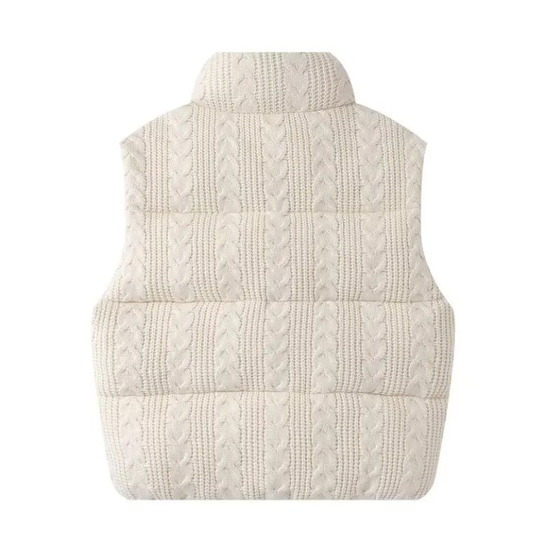 Women's Beige Sleeveless Vest Jacket Knitted Solid Outwear Waistcoat Streetwear Fashion 2026 Inszart Coat 5