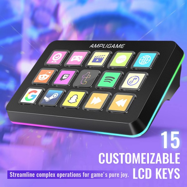 FIFINE D6 Mini Keyboard with 15 Customizable Macro Buttons, Trigger Actions via App， Custom Macros for OBS/Twitch/YouTube/VK 1