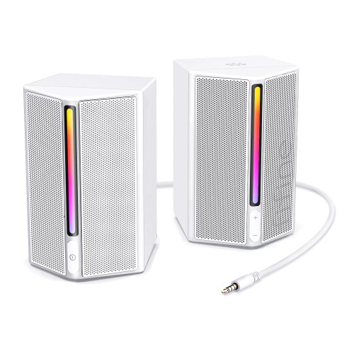 FIFINE RGB Computer Speakers with Stereo Sound for Multiple Devices,USB Powered PC Gaming Speakers for PS5/TV/Phone/Tablet - A20