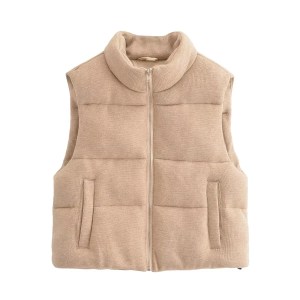 Women's Vest Parkas Jackets Coat Khaki Outwear Streetwear Fashion Elegant Sleeveless Tops Solid With Zipper Waistcoat Woman Coat