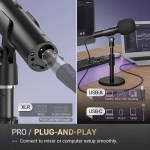 FIFINE USB/XLR Dynamic Microphone for Recording,Studio Handheld Mic with Desktop Stand for Vocal/Streaming/dubbing/Meeting-TANK2 5