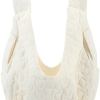 41xphlmva8l. ac 1.jpg White textured shoulder bag with wide straps