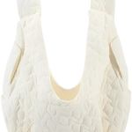 White textured shoulder bag with wide straps