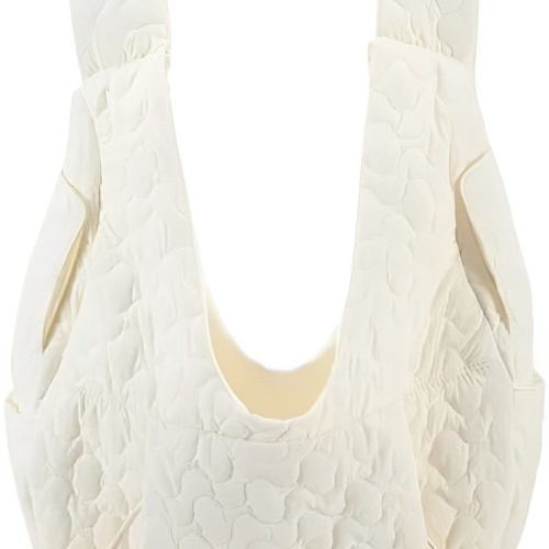 White textured shoulder bag with wide straps