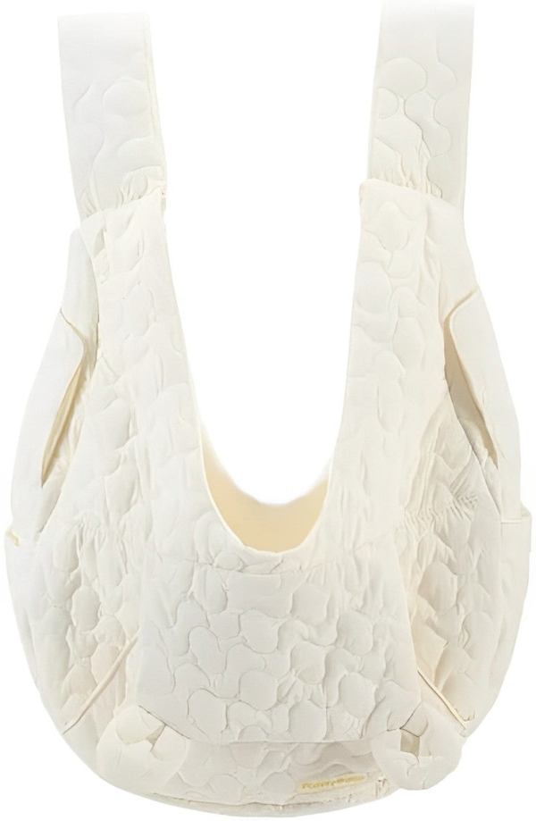 White textured shoulder bag with wide straps
