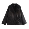 winter women's black faux leather jacket warm streetwear outwear solid elegant warmth 2026 pu coat for ladies jackets coat tops Winter Women's Black Faux Leather Jacket Warm Streetwear Outwear Solid Elegant Warmth 2026 PU Coat for Ladies Jackets Coat Tops 4