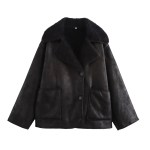 Winter Women's Black Faux Leather Jacket Warm Streetwear Outwear Solid Elegant Warmth 2026 PU Coat for Ladies Jackets Coat Tops 4