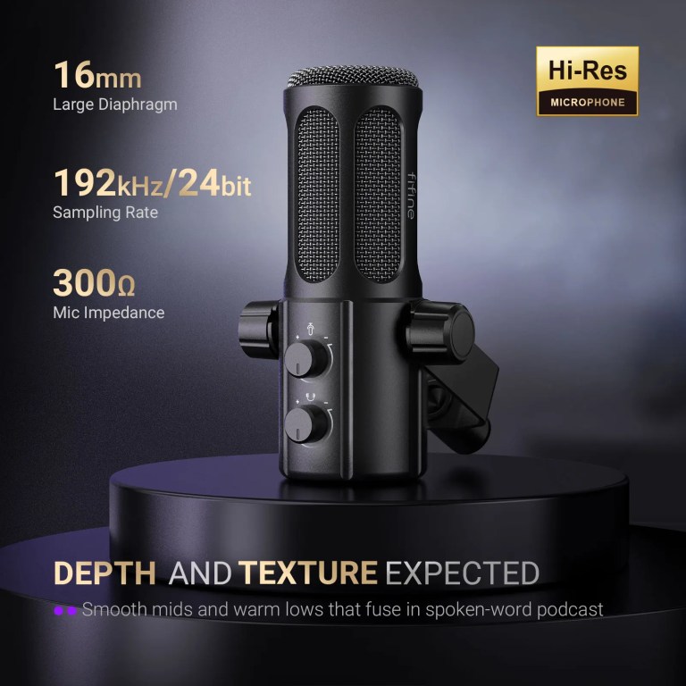 FIFINE USB/XLR Vocal Dynamic Podcast Microphone for Streaming, Recording, Broadcast,Studio Mic for PC with Mute Button-TANK6 3