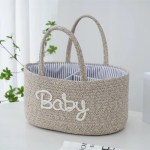Large Capacity Baby Nappy Organiser Cotton Rope Portable Diaper Storage Bag Foldable Versatile Cosmetics Storage for Newborn 3