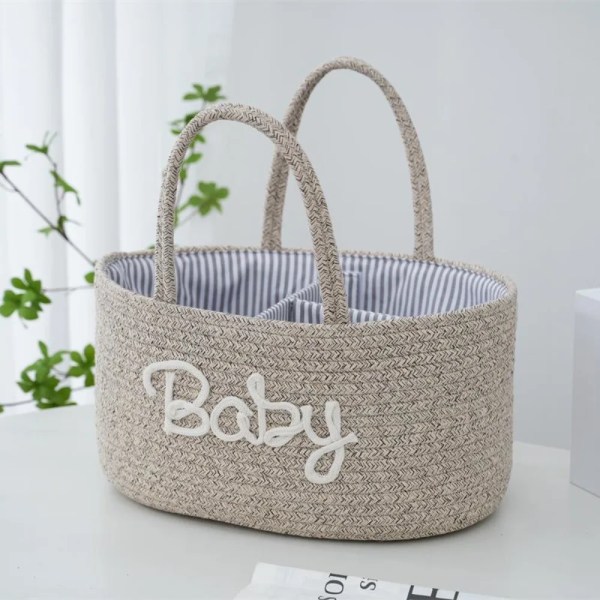 Large Capacity Baby Nappy Organiser Cotton Rope Portable Diaper Storage Bag Foldable Versatile Cosmetics Storage for Newborn 3