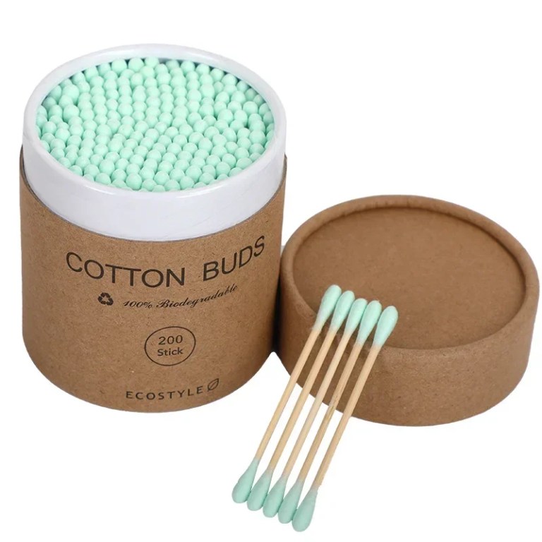 200Pcs Bamboo Cotton Swab Wood Sticks Soft Cotton Buds Cleaning of Ears Tampons Health Beauty Disposable Colored Cotton Swabs 6