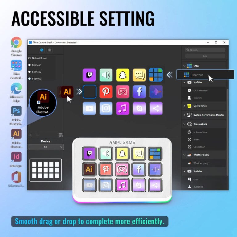 FIFINE D6 15-Key Programmable Macro Board for Streaming, Gaming & Editing, Customizable Shortcut Keyboard for OBS/Twitch/YouTube 3
