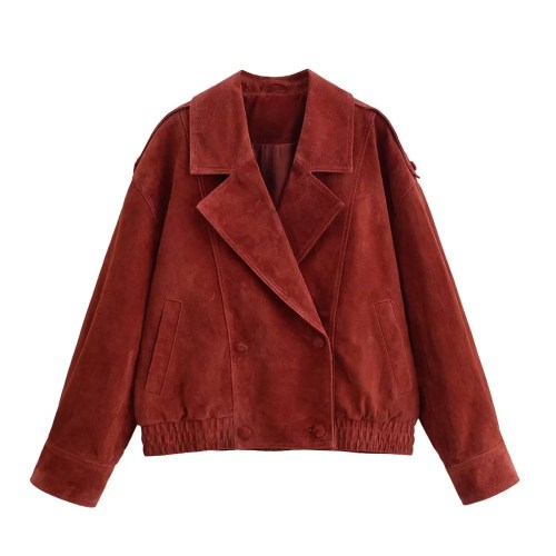 Leather Jackets Women's Coat Solid Long Sleeve Tops Streetwear Fashion 2025 With Button Outwear Casual Loose Woman Jackets Coat