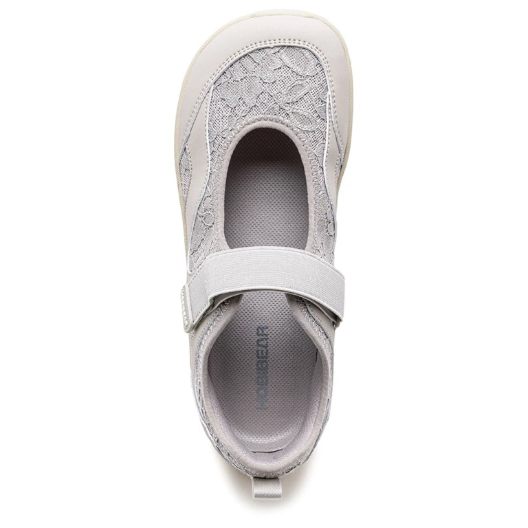 HOBIBEAR Women Barefoot Ballet Flats Hook-Loop Wide Toe Box Shoes Mesh Floral Weave Mary Jane Shoes 5