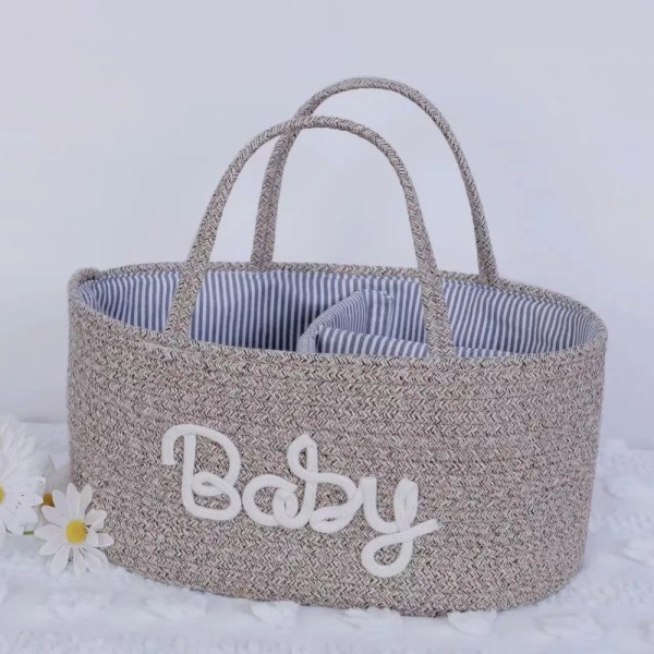 Large Capacity Baby Nappy Organiser Cotton Rope Portable Diaper Storage Bag Foldable Versatile Cosmetics Storage for Newborn 2