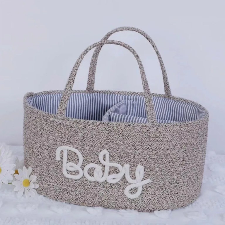Large Capacity Baby Nappy Organiser Cotton Rope Portable Diaper Storage Bag Foldable Versatile Cosmetics Storage for Newborn 2