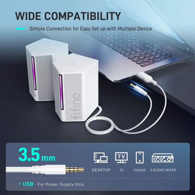 fifine rgb computer speakers with stereo sound for multiple devices,usb powered pc gaming speakers for ps5/tv/phone/tablet a20 FIFINE RGB Computer Speakers with Stereo Sound for Multiple Devices,USB Powered PC Gaming Speakers for PS5/TV/Phone/Tablet - A20 4