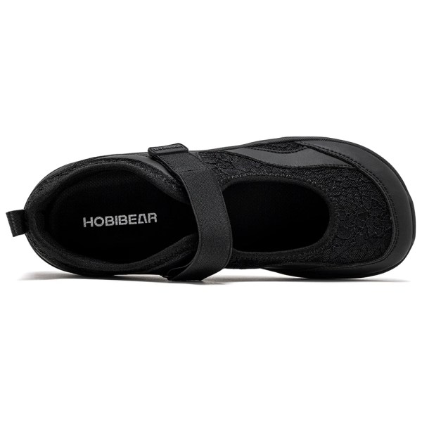 HOBIBEAR Women Barefoot Ballet Flats Hook-Loop Wide Toe Box Shoes Mesh Floral Weave Mary Jane Shoes 4