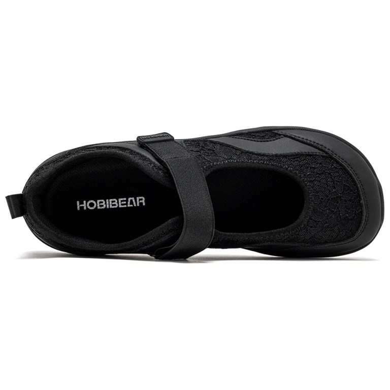 HOBIBEAR Women Barefoot Ballet Flats Hook-Loop Wide Toe Box Shoes Mesh Floral Weave Mary Jane Shoes 4