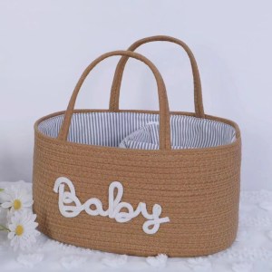 Large Capacity Baby Nappy Organiser Cotton Rope Portable Diaper Storage Bag Foldable Versatile Cosmetics Storage for Newborn 4