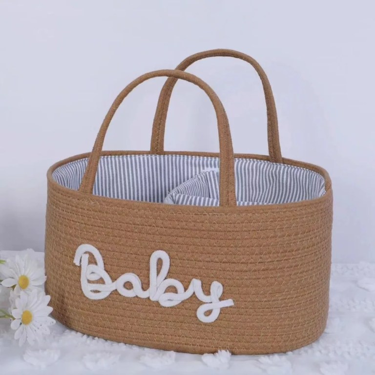 Large Capacity Baby Nappy Organiser Cotton Rope Portable Diaper Storage Bag Foldable Versatile Cosmetics Storage for Newborn 4