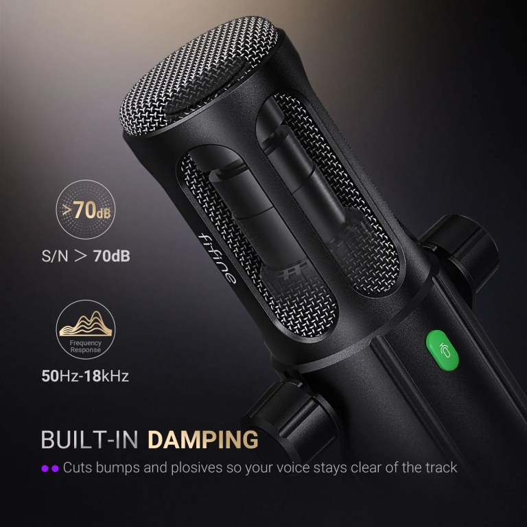 FIFINE USB/XLR Vocal Dynamic Podcast Microphone for Streaming, Recording, Broadcast,Studio Mic for PC with Mute Button-TANK6 6