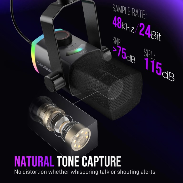 FIFINE AM8PROT Gaming Microphone Kit with Boom Arm, Dynamic XLR/USB Streaming Mic with RGB Light & Tap-to-Mute & Mix Control 2