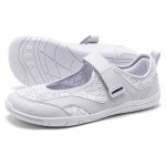 HOBIBEAR Women Barefoot Ballet Flats Hook-Loop Wide Toe Box Shoes Mesh Floral Weave Mary Jane Shoes 1