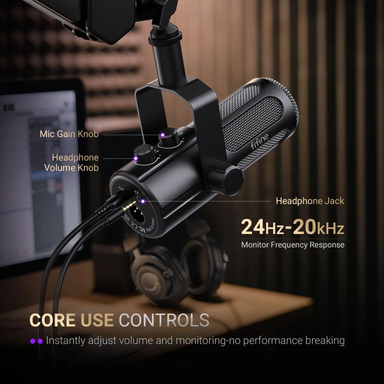 FIFINE USB/XLR Vocal Dynamic Podcast Microphone for Streaming, Recording, Broadcast,Studio Mic for PC with Mute Button-TANK6 2