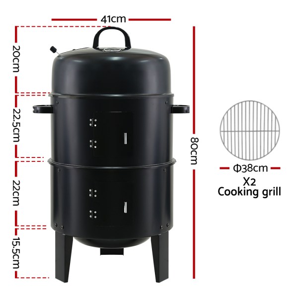 grillz bbq grill 3 in 1 charcoal smoker