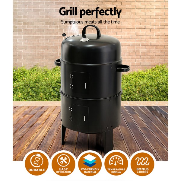 grillz bbq grill 3 in 1 charcoal smoker
