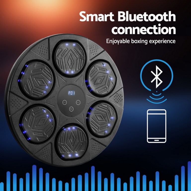 everfit music boxing machine bluetooth wall mounted punch target with led display & gloves