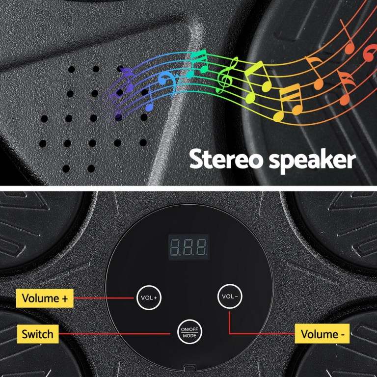 everfit music boxing machine bluetooth wall mounted punch target with led display & gloves