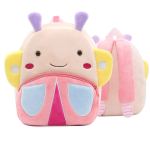 Cute pastel plush kids backpack with smiling face