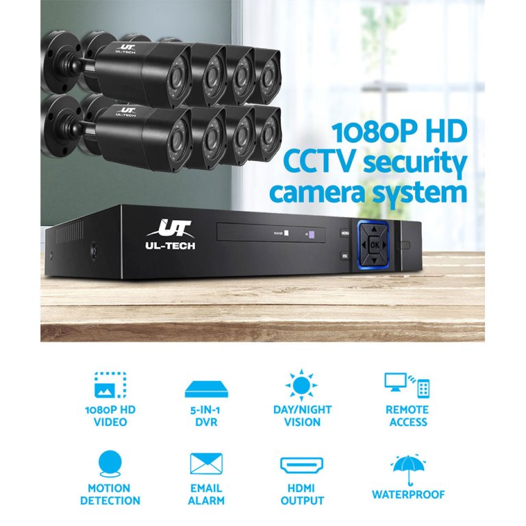 ul tech 1080p security camera system 8ch dvr with 8 cctv square cameras