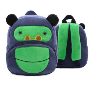 Cute plush bear kids backpack navy and green