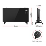 devanti electric convection heater black 2000w