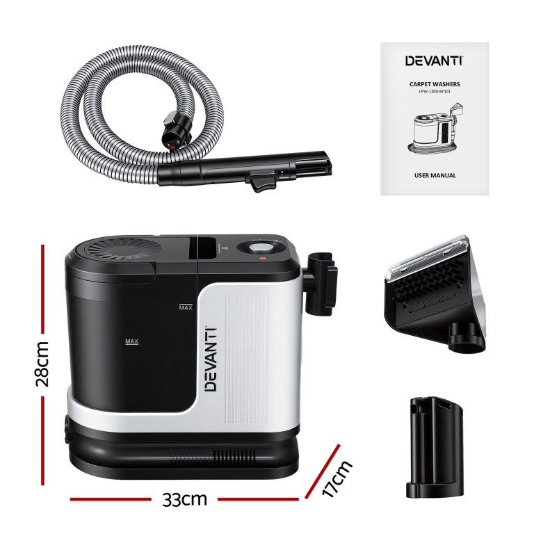 devanti carpet washer vacuum cleaner 600w 13kpa hose self cleaning function