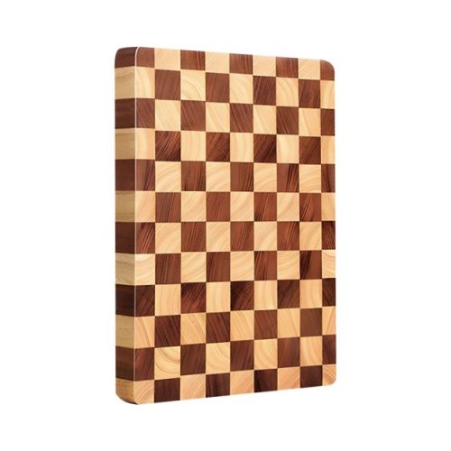 Checkered wooden end-grain cutting board