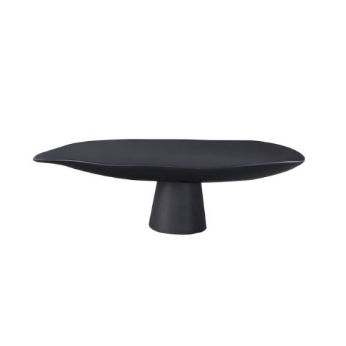 Modern black oval coffee table with pedestal base