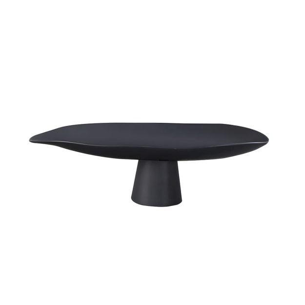 Modern black oval coffee table with pedestal base