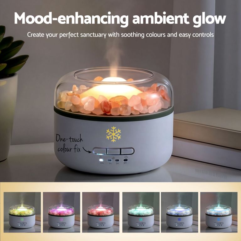 devanti 150ml salt lamp aroma diffuser ultrasonic humidifier purifier 7 led colors devanti 150ml salt lamp aroma diffuser ultrasonic humidifier purifier 7 led colors
